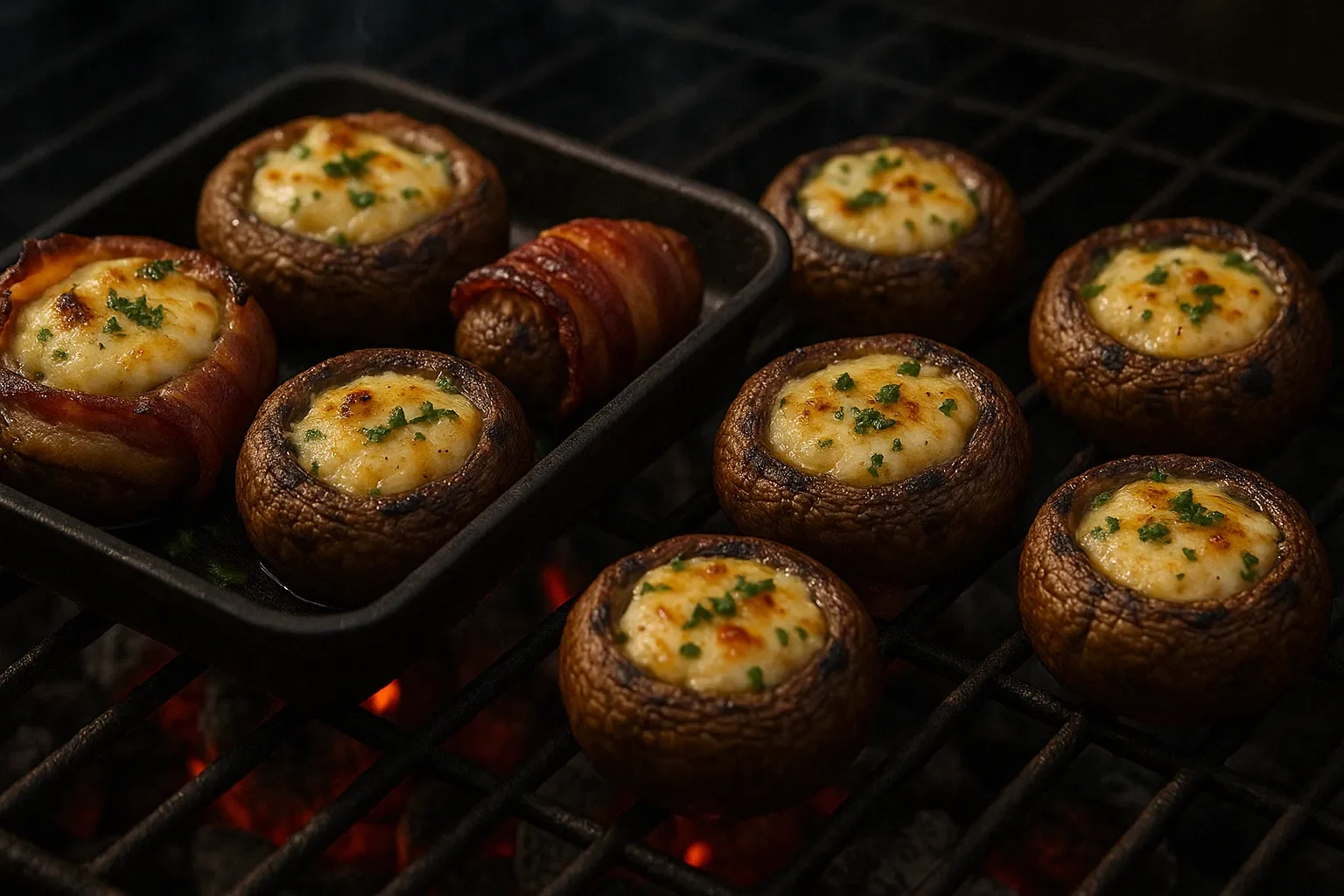 Gevulde champignons bbq