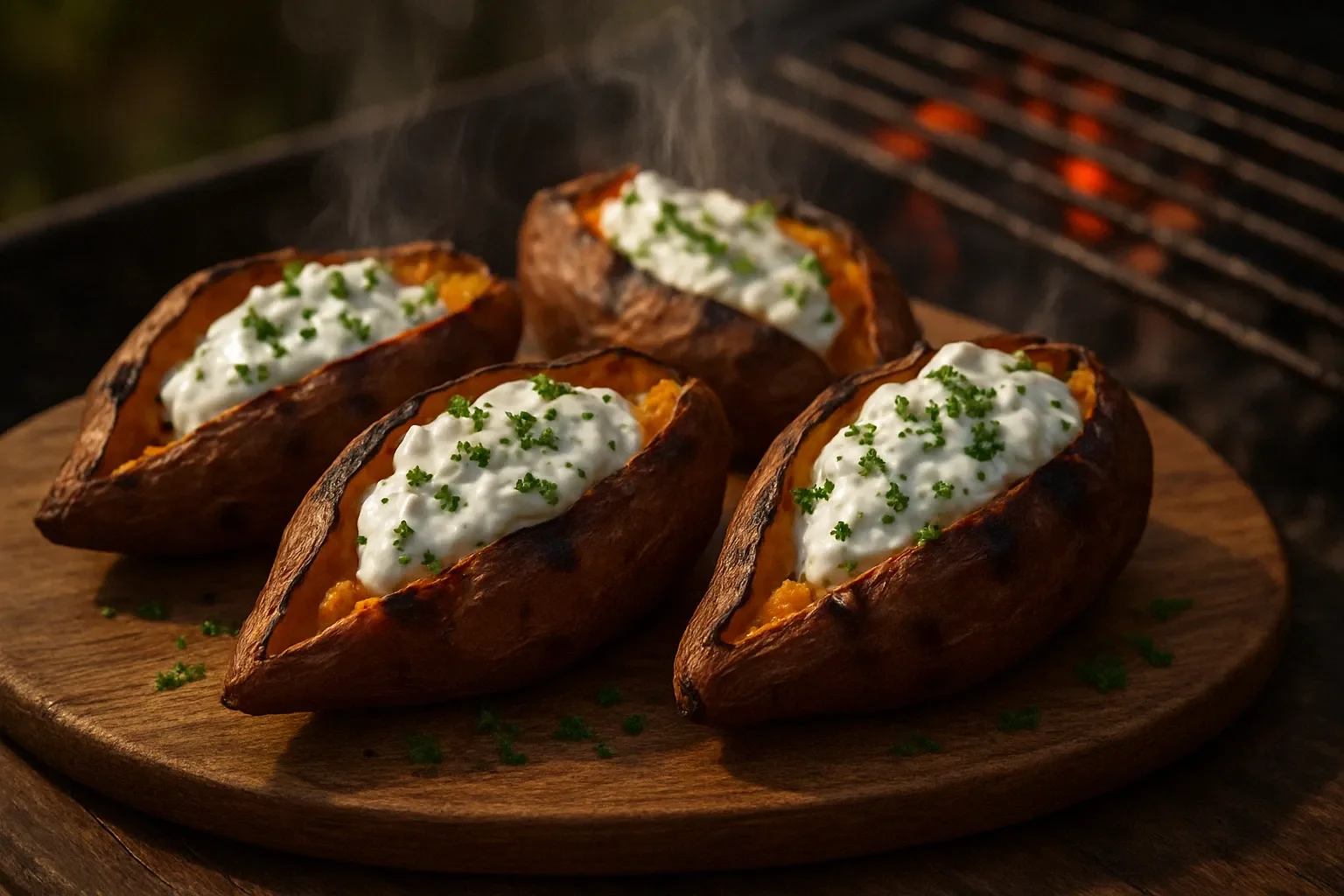 gepofte zoete aardappel BBQ