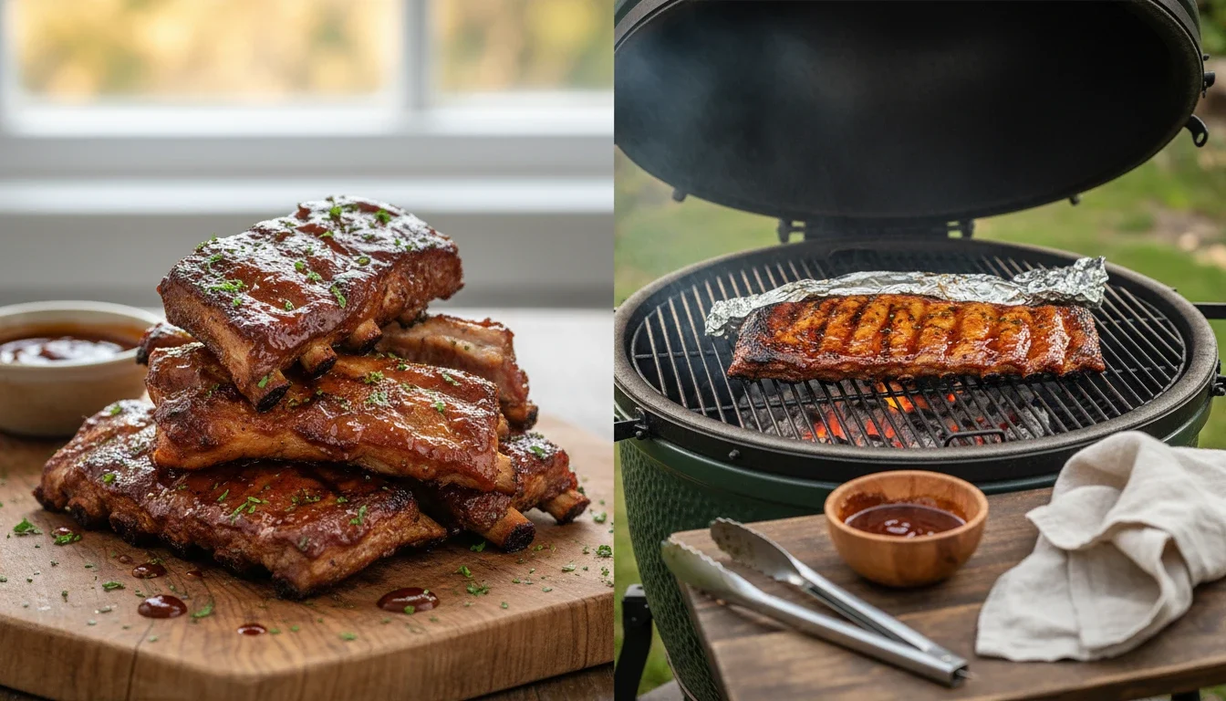 Voorgegaarde spareribs BBQ aluminiumfolie