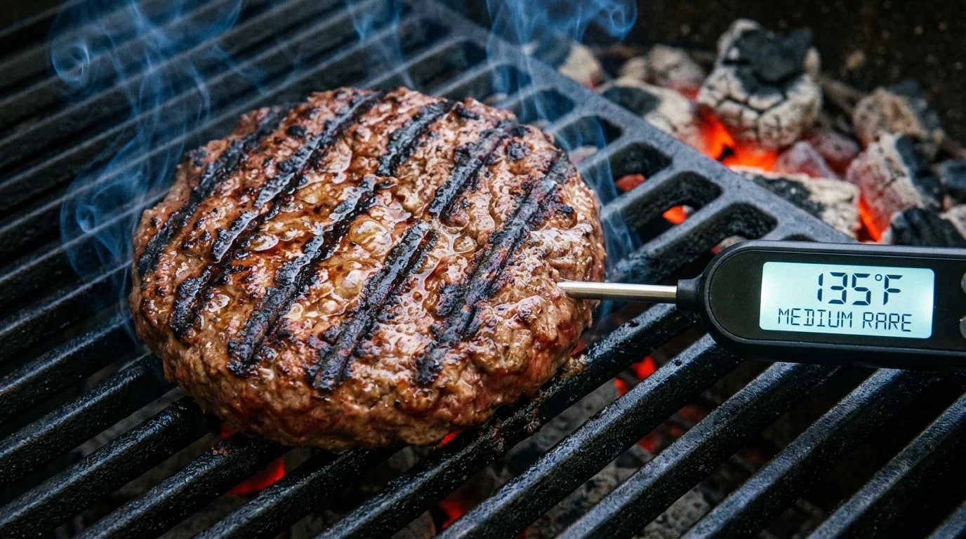 wanneer is een hamburger gaar